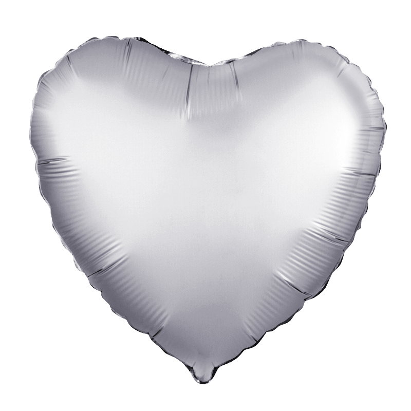Фольгированное Сердце, Серебро, Сатин (46 см)